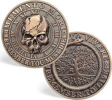 Memento Mori Memento Vivere Coin 3D Skull Challenge Coin Stoic Reminder Token picture