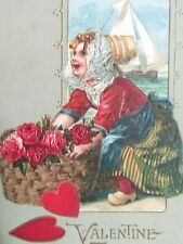 John Winsch Embossed Roses Boat Valentines Day Postcard 1915 Germany No.4245 DB picture