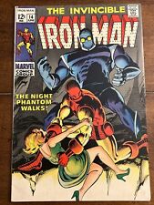The Invincible IRON MAN # 14 Silver Age Marvel Comic 1st Night Phantom 1969 Nice picture