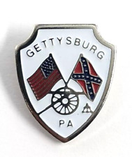 Gettysburg Pennsylvania Civil War Cannon Flags Patriotic Shield Pin Souvenir VTG picture