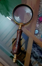 Antique Brass Heavy Magnifying Glass Vintage Magnifier Collectible gift Item picture