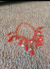 Vintage 80s Plastic Bell Charm Necklaces - The Red Set picture