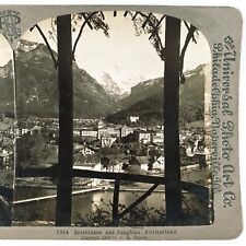Interlaken Switzerland Jungfrau Mountain Stereoview 1903 Swiss Resort Town B1880 picture