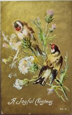 A Joyful Christmas, Early 1900s Vintage Holiday Greeting Postcard, Embossed Bird picture