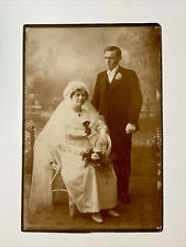 antique 1880s WEDDING Cabinet Card Photo Groom with Eyes Closed picture