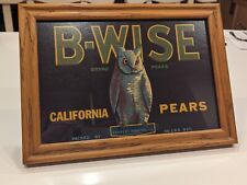 Vintage VTG California Pears Owl Sign Framed picture