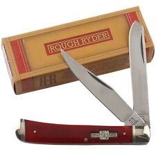 Rough Rider Red Smooth Bone Handles Trapper Pocket Knife RR431 2 Folding Blades picture