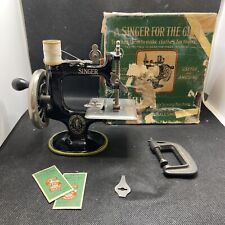 Antique Vintage Singer Sewing Machine Salesman Sample Childs Toy Hand Crank Box picture