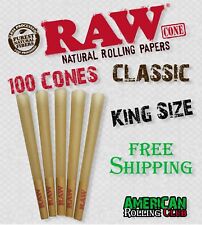 RAW KING SIZE CLASSIC CONES 100 PACK~ CIGARETTE PAPERS~CRUSH PROF BOX picture