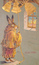 1910s Bunny Rabbit Anthropomorphic Gilt Priest Vintage Easter Postcard Germany picture