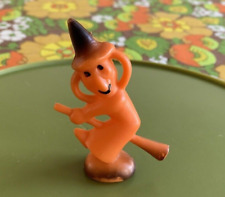 Vintage Orange Witch Blow Mold Halloween Cupcake Topper Rosbro Style (1) picture
