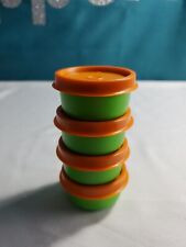 Tupperware Smidgets Green with Orange Seals Mini 1 oz Containers Set of 4 Sale picture