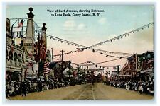 c1910s View of Surf Avenue, Entrance to Luna Park, Coney Island NY Postcard picture