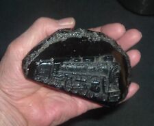 Genuine Polished Black Coal with Train Steam Engine picture