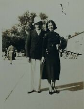 c.1920's Chicago Young Couple Nice Clothes Fedora Dress Vintage Photograph 20's picture