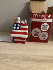 Peanuts Snoopy Patriotic Doghouse Salt & Pepper Shakers Cracker Barrel exclusive picture