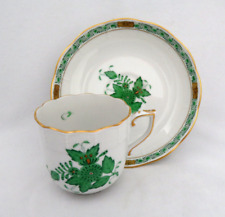 Herend Hungary Chinese Bouquet Green Demitasse Espresso Cup and Saucer #707 picture