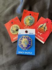4 Vintage NASA SPACE SHUTTLE Pinbacks Lot 1980s-1990s Challenger, Mir, Columbia picture