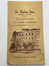 Vintage A Kahn Inc Jeweler Emphemera Envelope 935 F Street Washington DC picture