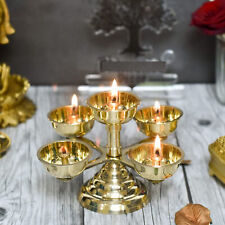 Indian Traditional Simple Pure Brass 5 Faced Panchadeep For Pooja Purposes picture