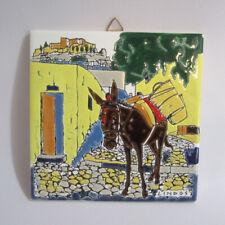Vintage Neofitou Keramik Greek Ceramic Tile Burro Donkey Ceramic Art Tile picture