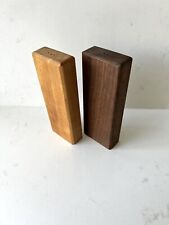 Vintage Mid Century Modern Minimalist Wood Salt and Pepper Shakers Walnut Maple picture