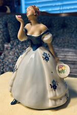 Vintage Royal Dux Bohemia Stunning Figurine 'Girl With Hat & Roses' Mystic Gaze picture