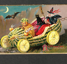 Tuck Halloween Series 150 Witch Pumpkin Goblin Veggie Black Cat Antique PostCard picture