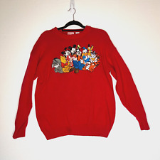 Mickey, Inc. Vintage 1990 Cotton Red Mickey Mouse Friends Sweater Size L Unisex picture