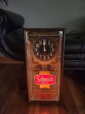 Vintage 1980s Schmidt Beer Illuminated (Lighted) Clock/Sign in Great Condition picture