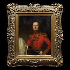 Antique 19th century portrait oil painting of a military officer gentleman picture