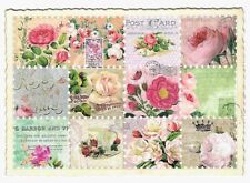 Postcard Glitter Tausendschoen Roses Flowers Stamps Postcrossing picture