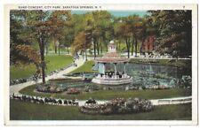 Saratoga Springs New York c1920's Band Concert, City Park, lake, gazebo picture