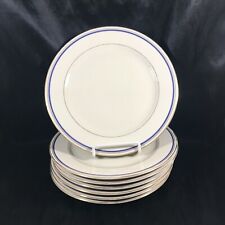 Set of 7 Vintage THOMAS IVORY Germany Porcelain Blue Gold Trim Salad Plates picture