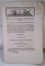 EARLY 1800's FRANCE GOVERNMENT BULLETIN MINORITY LAWS OF REPUBLIC HUGUES B MARET picture