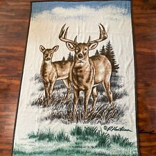 Vtg Reversible Biederlack Throw Blanket James Hautman Deer Buck Doe 72”x52” picture