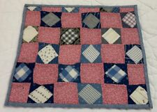 Antique Vintage Table Topper,  Squares & Triangles, Early Calicos, Pink, Blue picture