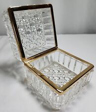 Vintage Westminster Baccarat Style Diamond Cut Crystal Hinged Trinket Box picture