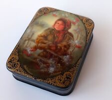 Russian Lacquer Box Fedoskino Art Painting Jewelry Box Christmas Gift Box Winter picture