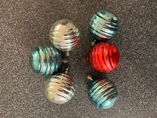 6 Qty. Vtg Ribbed Ball Ornaments made by Premier picture
