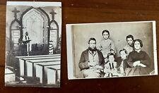 Lot Of 2 1860s Civil War Era CDVs Priest in Church Family Group 7481H picture