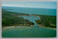 Charlevoix MI Aerial View 1961 Round Lake Park Island Pre St. Marys Cement Plant picture