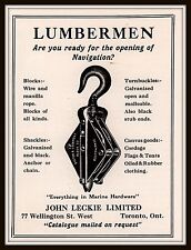 1924 C AD LUMBERMEN NAVIGATION LECKIE TORONTO BLOCKS CANVAS MARINE HARDWARE picture
