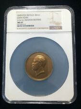 JOHN HORN J-LS-14 Bronze 48mm Medal NGC MS 67 Hero Detroit River 1874 Restrike picture