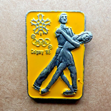 Vtg Lapel Pin CALGARY Winter Olympics '88 Alberta Canada Hat Yellow Pin Tac picture