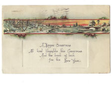 c.1922 A Merry Christmas Kind Thoughts Phrase Poem Embossed Postcard POSTED picture