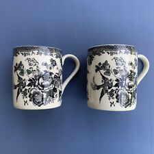 Royal Stafford 2 Asiatic Pheasant Black & White Mugs Made In England RARE picture