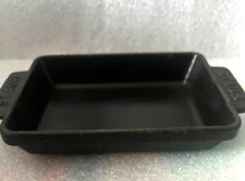 Vintage Staub petite mini rectangular Baker #15 La Mer 4” x 6” Enamel Cast Iron picture
