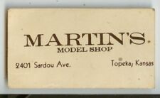 c1950 Martin's Model Shop 2401 Sardou Ave Topeka Kansas business card - railroad picture