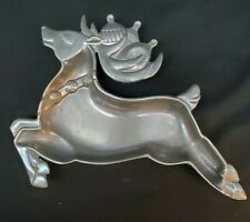 VINTAGE ~ Lenox Christmas Holiday Metal 'Serve-Ware' Reindeer Candy Dish picture